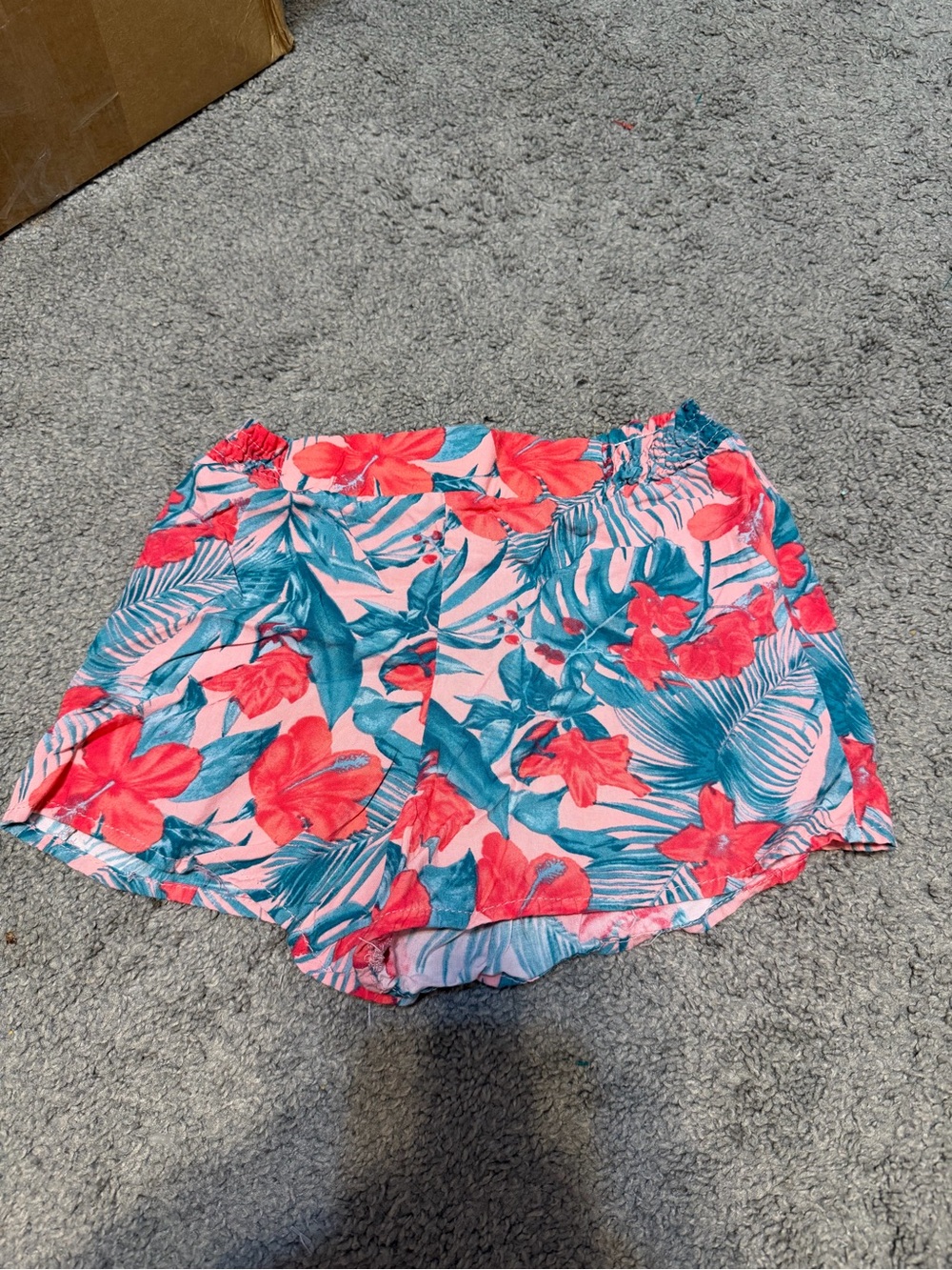 btween Pink Floral Shorts with Teal Leaves